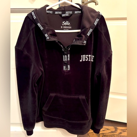Black velour hoodie from Justice - Picture 1 of 5
